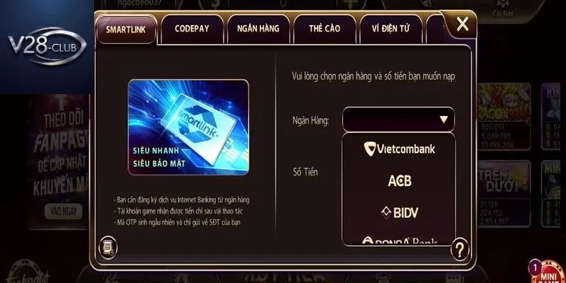 Nạp tiền tiện lợi, đơn giản cùng nhiều phương thức