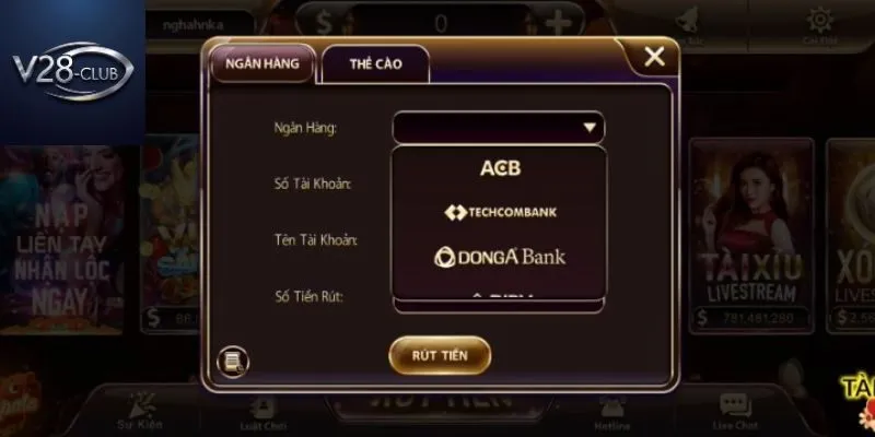 Rút tiền đổi thưởng tại V28-Club an toàn